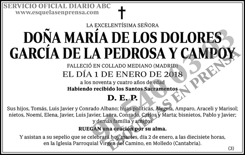María de los Dolores García de la Pedrosa y Campoy
